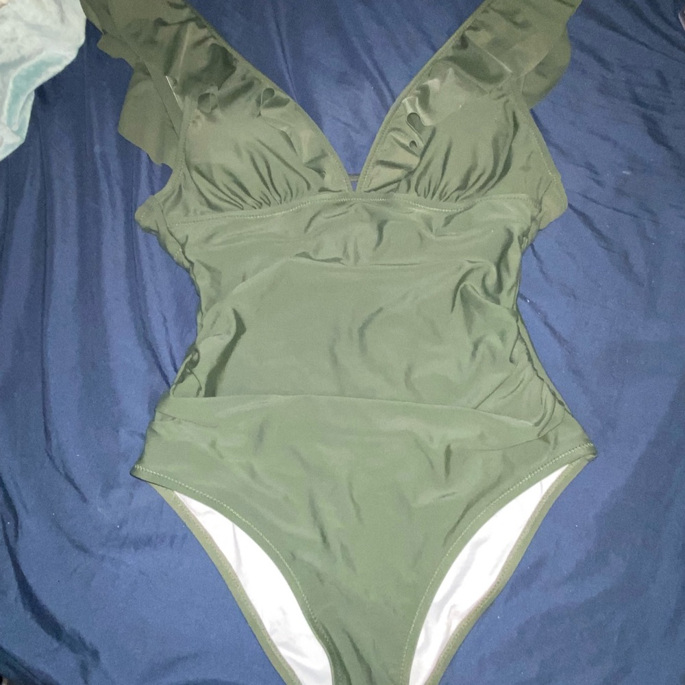 One piece deep green swimsuit